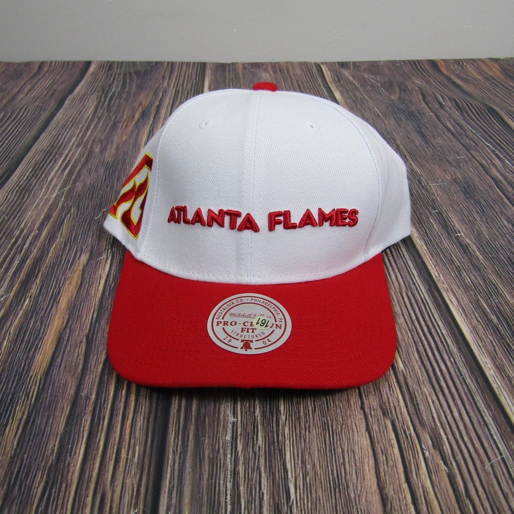 Atlanta Flames Hat Cap Snap Back Mens One Size White Red‎ NHL Hockey 2 Tone